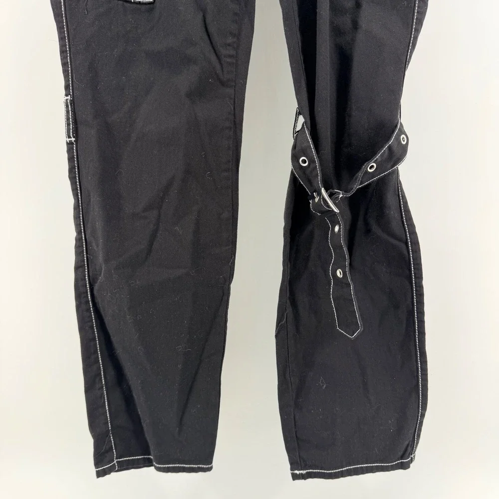 Hot Topic Black Contrast Stitch Cargo Jogger Pants Alt Emo Techwear 34x31 Black - Picture 3 of 9